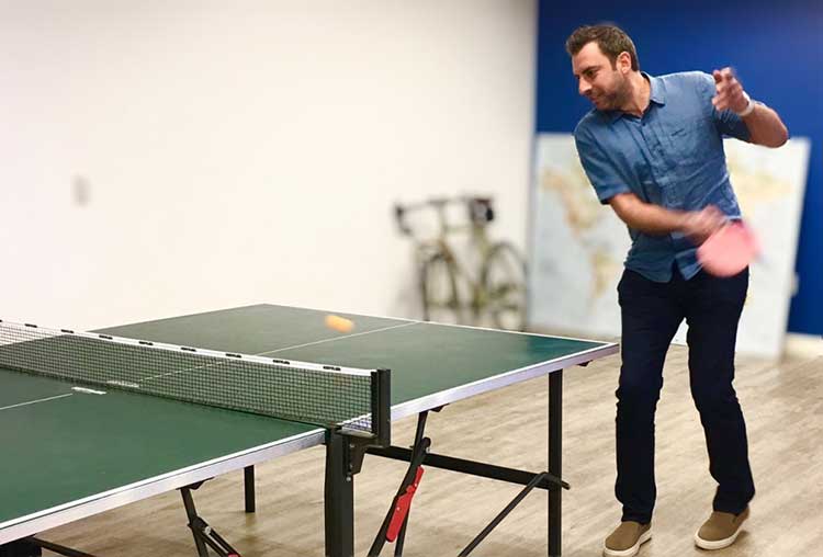 Tony Safoian playing ping pong