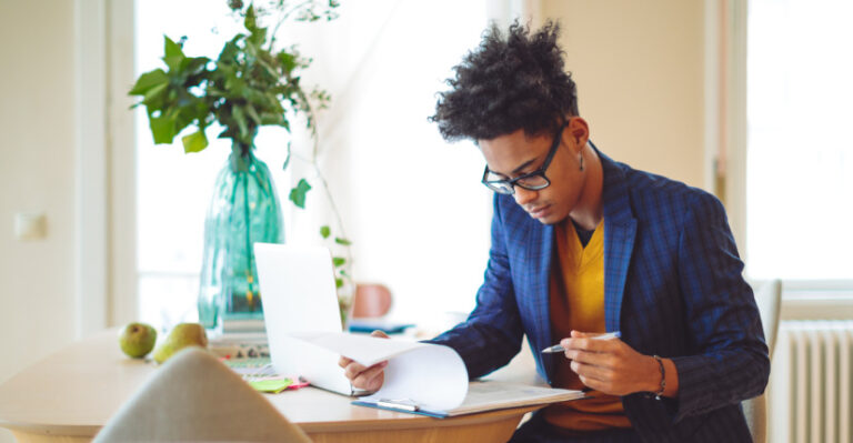 Person looking over documents